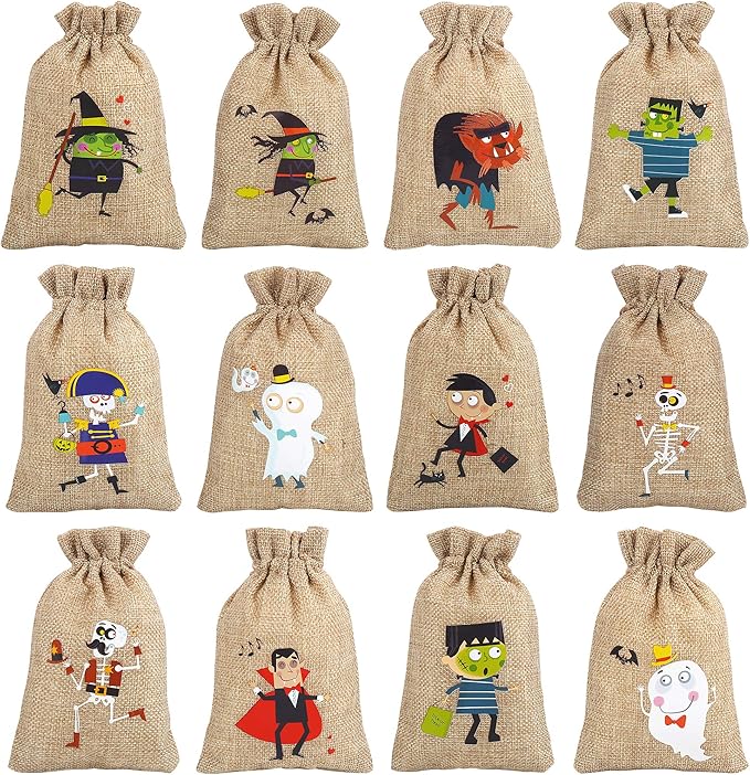 CCINEE 36pcs Burlap Halloween Party Bags Novelty